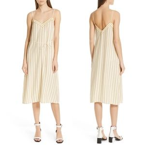 ✨NWT✨ RAG & BONE  ILONA Silk Midi Slip Dress in Ivory Multi Stripe Sz L